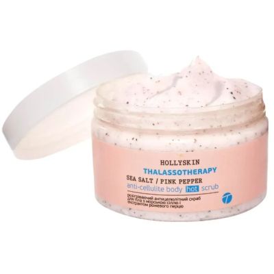Розігрівальний антицелюлітний скраб для тіла з морською сіллю Hollyskin Thalassotherapy Sea Salt Pink Pepper Anti-cellulite Body Hot Scrub 250 мл