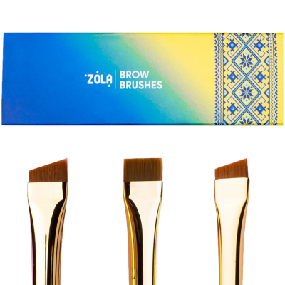 Набір пензлів для фарбування брів ZOLA BROW BRUSHES UKRAINIAN EDITION 3 шт Набір пензлів для фарбування брів ZOLA BROW BRUSHES UKRAINIAN EDITION 3 шт
