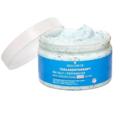 Охолоджувальний антицелюлітний скраб для тіла з морською сіллю Hollyskin Thalassotherapy Sea Salt Peppermint Anti-cellulite Body Cold Scrub 250 мл