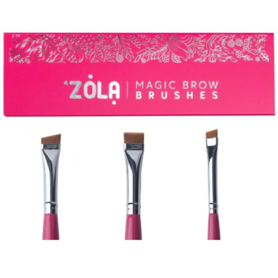 Набір пензлів для фарбування брів ZOLA MAGIC BROW BRUSHES малиновий 3 шт. Набір пензлів для фарбування брів ZOLA MAGIC BROW BRUSHES малиновий 3 шт.