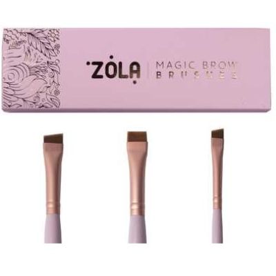 Набір пензлів для фарбування брів ZOLA MAGIC BROW BRUSHES світло-рожевий 3 шт.
