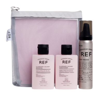 Набір мініатюр REF Trevel Mesh Bag Colour для фарбованого волосся 100 мл + 100 мл + 250 мл