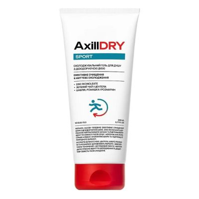 Охолоджувальний гель для душу з дезодоруючою дією AxillDRY Sport 200 мл Охолоджувальний гель для душу з дезодоруючою дією AxillDRY Sport 200 мл