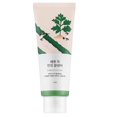 Заспокійлива очищуюча пінка з морським полином ROUND LAB Mugwort Calming Cleanser 150 мл