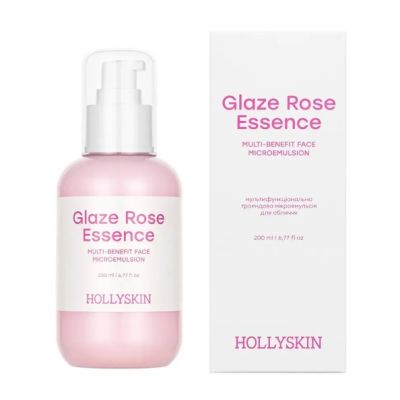 Мультифункціональна трояндова мікроемульсія для обличчя HOLLYSKIN Glaze Rose Essence 200 ml