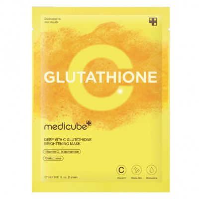 Тканинна маска з вітаміном С та глутатіоном для освітлення та сяйва Medicube Deep Vita C Glutatihione Brightening Mask, 27 мл Тканинна маска з вітаміном С та глутатіоном для освітлення та сяйва Medicube Deep Vita C Glutatihione Brightening Mask, 27 мл
